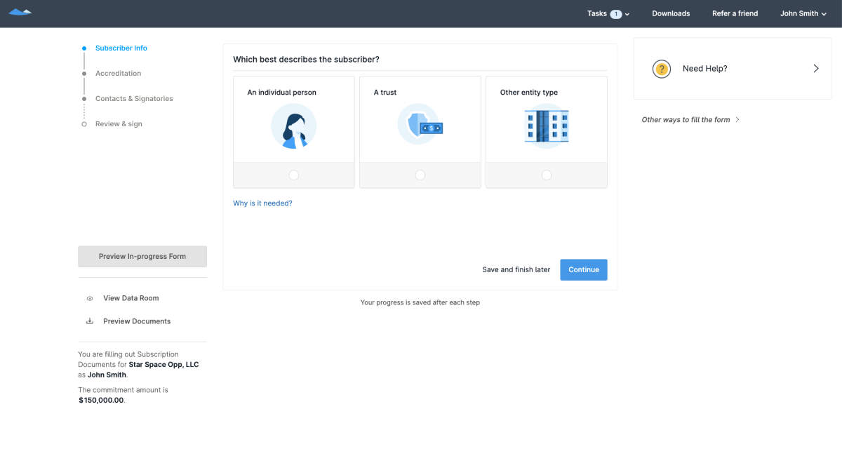 Carta Closings lets investors close into your fund in 4 easy steps