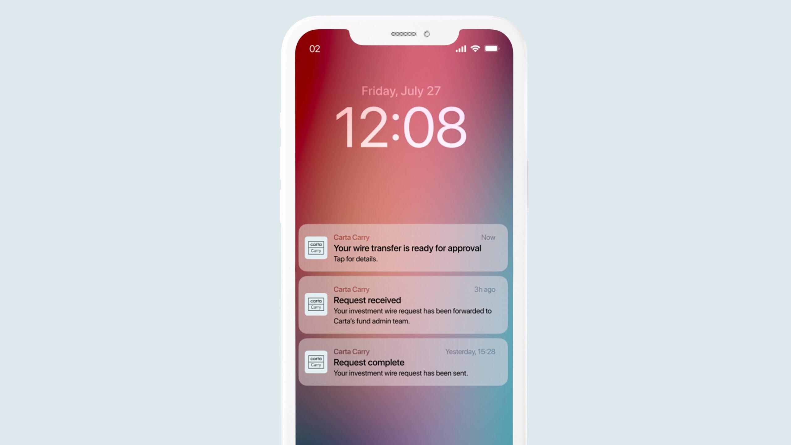 Carta Carry - Push notification interface