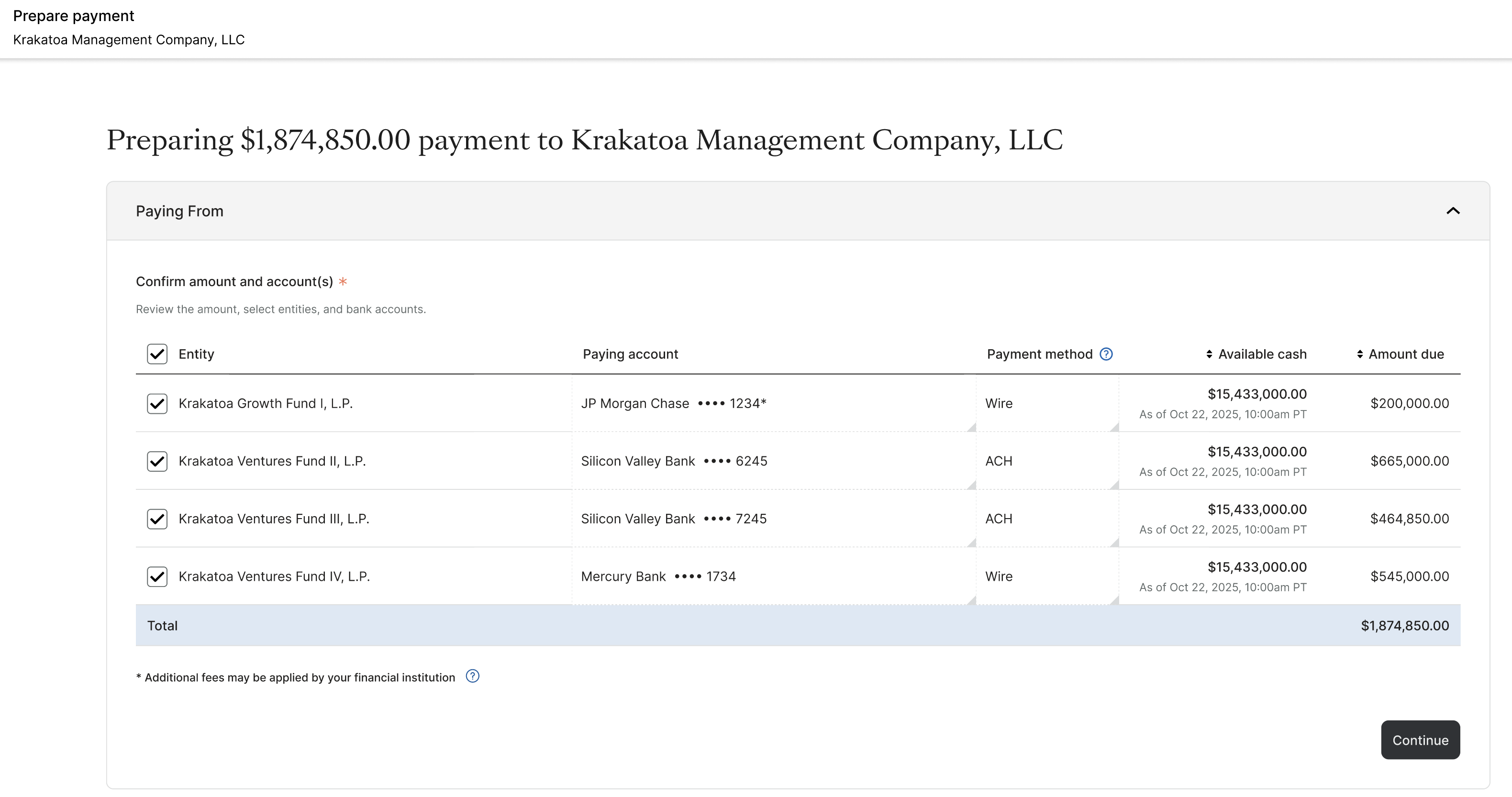 Intercompany Balances Payment