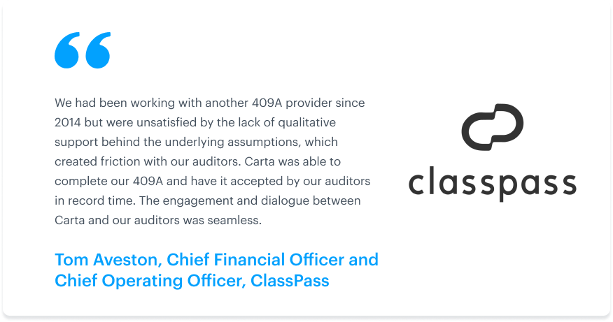 Carta 409A valuations for late-stage, private companies