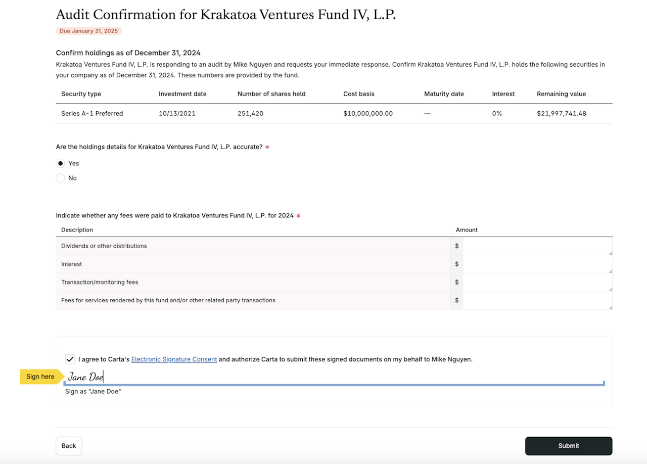 Product screenshot - Audit confirmation