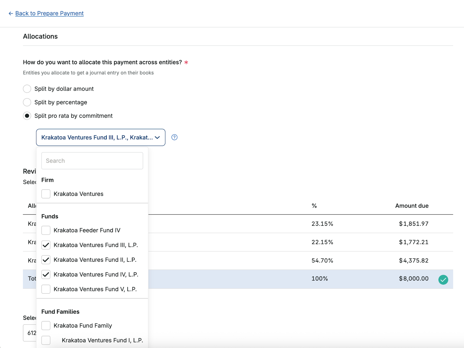 expense allocations screenshot