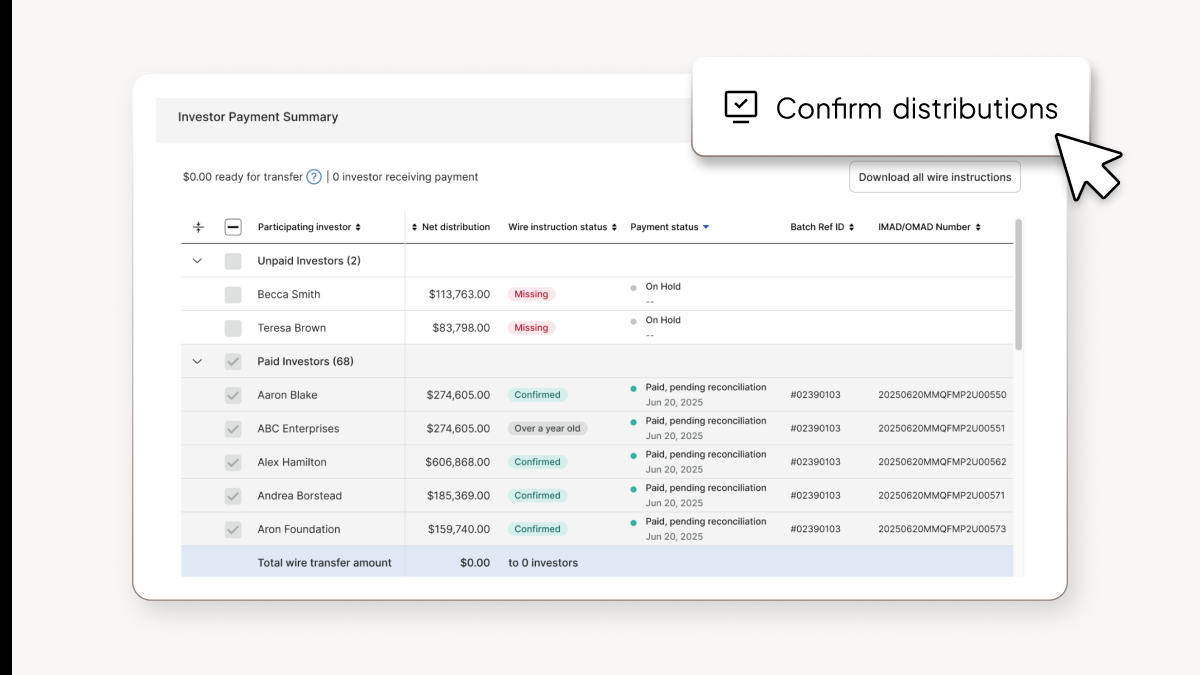 Use Carta to move money for distributions